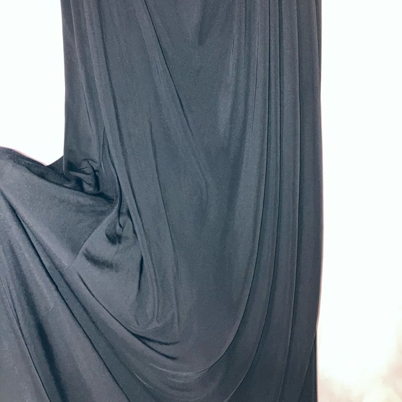 La Femme Ruched Jersey Column Gown Floor Length Dress In Black Sz 20 (Like New) - Picture 7 of 16